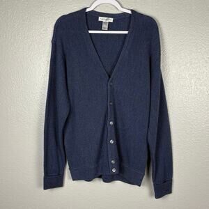 Cypress Links Button Up Size Large V Neck Blue Men’s 100% Acrylic Cardigan
